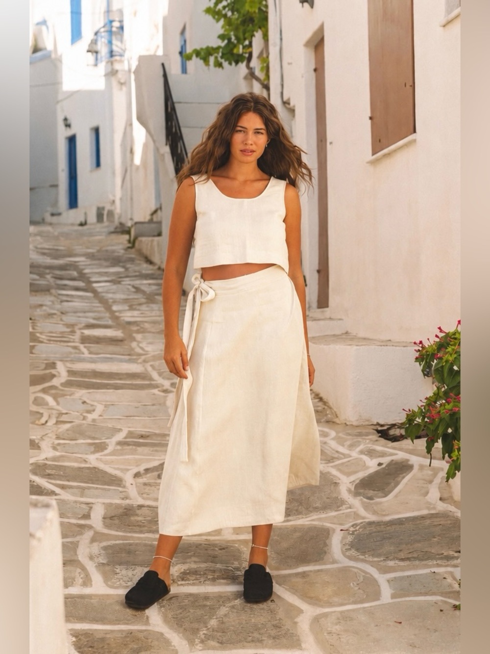 AMOUR LINEN Pippa Crop Top Handmade Lithuanian Ivory Size XS